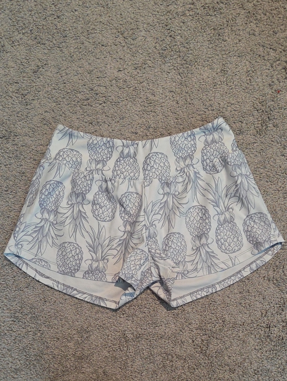 White Pineapple-Print Women's Athletic Shorts